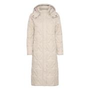 Gewatteerde Lange Jas met Capuchon Veergrijs Cream , Gray , Dames