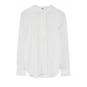 Witte Blouse met Smock Manchetten Gustav , White , Dames