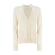 Kanten Applicatie V-Hals Cardigan Ermanno Scervino , White , Dames