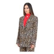 Damesjas met dierenprint en dubbele rij knopen Elisabetta Franchi , Br...