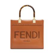 Bruin Leren Sunshine Shopper Tas Fendi , Brown , Dames