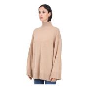 Beige Coltrui met Logo Detail Elisabetta Franchi , Brown , Dames