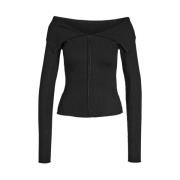 Zwart Gebreid Vest Voorwaarts Stijl Noisy May , Black , Dames