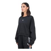 Zwarte Essentials Crew Fleece Sweatshirt Adidas Originals , Black , Da...