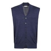 Blauw Wol Gilet Klassiek Ontwerp Ballantyne , Blue , Heren