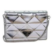 Pre-owned Leather pouches Prada Vintage , Gray , Dames