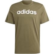 Essentials Linear Geborduurd Logo T-shirt Groen Adidas , Green , Heren