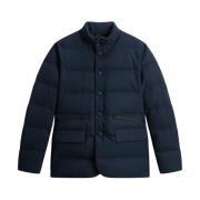 Navy Blauwe Gewatteerde Jas Woolrich , Blue , Heren