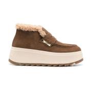 Bruine Winterlaarzen met Flatform Zool ASH , Brown , Dames