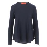 Luxe Navy Zijde Kasjmier Pullover Wild Cashmere , Blue , Dames