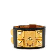 Pre-owned Leather bracelets Hermès Vintage , Yellow , Heren