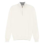 Luxe Wol/Kasjmier Half-Zip Gebreide Kleding Corneliani , Beige , Heren