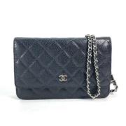 Pre-owned Leather wallets Chanel Vintage , Black , Dames