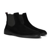 Elegante Zwarte Suède Chelsea Boots Floris van Bommel , Black , Heren