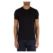 Katoenen T-shirt met logopatch Emporio Armani , Black , Heren