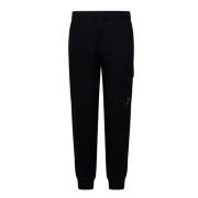 Zwarte Fleece Katoenen Cargo Broek C.p. Company , Black , Heren