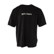 Iconisch Zwart Katoenen T-shirt voor Mannen Palm Angels , Black , Here...