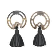 Pre-owned Leather earrings Hermès Vintage , Gray , Dames