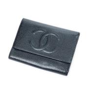 Pre-owned Leather wallets Chanel Vintage , Black , Dames