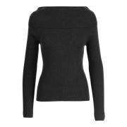 Zijde en Kasjmier Boothals Trui Wild Cashmere , Black , Dames