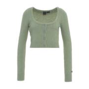 Fluffy cropped cardigan met knoopsluiting Pinko , Green , Dames