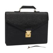 Pre-owned Leather briefcases Louis Vuitton Vintage , Black , Dames