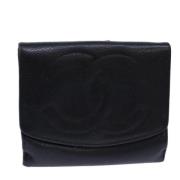 Pre-owned Leather wallets Chanel Vintage , Black , Dames