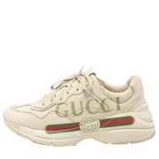 Pre-owned Leather sneakers Gucci Vintage , Beige , Dames