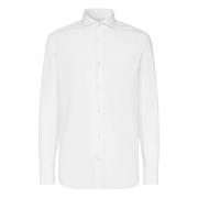 Popeline Napoli Kraag Overhemd Slim Fit Boggi Milano , White , Heren