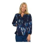 Blauwe Tulp Blouse met ¾ Mouwen 2-Biz , Blue , Dames