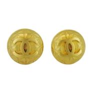 Pre-owned Metal earrings Chanel Vintage , Yellow , Dames