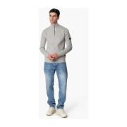 Grijze Gebreide Halfzip Sweater Heren Quotrell , Gray , Heren