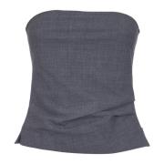 Mouwloze Grijze Top met Plooien Ottod'Ame , Gray , Dames