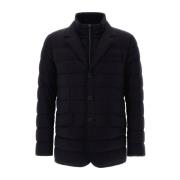 Zwarte Winterjas met Afneembare Windbreaker Herno , Black , Heren