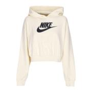 Grafische Oversized Crop Hoodie Kokosmelk/Zwart Nike , Beige , Dames