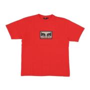 Rode Heren T-shirt Obey , Red , Heren