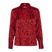 Luipaardprint Shirt met Stijlvol Ontwerp Part Two , Red , Dames