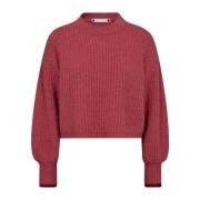 Rib O-Knit Sweater in Magenta Co'Couture , Red , Dames