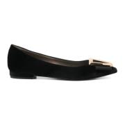 Zwarte Velvet Ballet Flats met Gesp Roberto Festa , Black , Dames