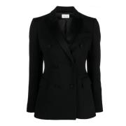 Zwarte Wollen Double-Breasted Blazer P.a.r.o.s.h. , Black , Dames