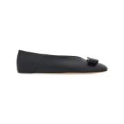 Zwarte leren ballerina flats Salvatore Ferragamo , Black , Dames