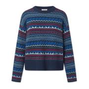 Kleurrijke Crewneck Gebreide Trui Nué Notes , Blue , Dames