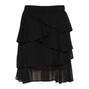 Zwarte Ruche Rok Miupw Stijl Part Two , Black , Dames