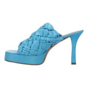 Leather sandals Bottega Veneta , Blue , Dames