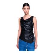 Asymmetrische top van imitatieleer Silvian Heach , Black , Dames