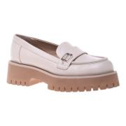 Loafers in vanilla leather Baldinini , Beige , Dames