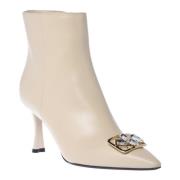 Ankle boots in vanilla leather Baldinini , Beige , Dames