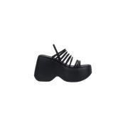 Zwarte sleehak sandalen met bandjes Vic Matié , Black , Dames