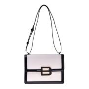 Leather crossbody bag in black and white Baldinini , White , Dames