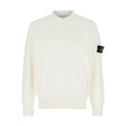 Witte Ronde-Hals Gebreide Trui voor Mannen Stone Island , White , Here...